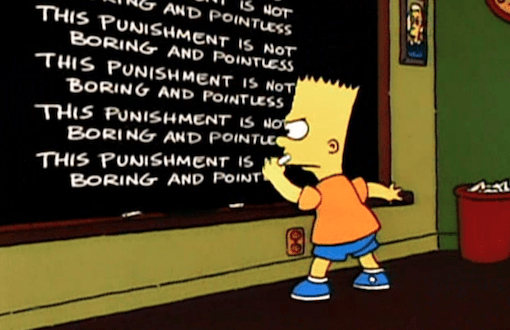 Bart Simpson bei einer seiner Strafarbeiten