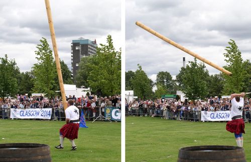 Eine typisch schottische Sportart: Das Baumstammwerfen. Zunächst wird der Baumstamm vom Werfer mit beiden Händen senkrecht vor seinem Körper gehalten. Nach einem Anlauf wird der Stamm so von sich geschleudert, dass er in der Luft eine Drehung um 180 Grad vollführt, sodass das ehemals untere Ende am weitesten entfernt auftrifft. Ziel des Ganzen ist es nicht, den Stamm möglichst weit zu werfen, sondern in möglichst gerader Linie. Aufgrund der Tatsache, dass die Stämme meistens fünf bis sechs Meter lang sind und zwischen 35 und 60 Kilogramm wiegen, ist ein hoher Grad von Kraft und Geschicklichkeit notwendig.
