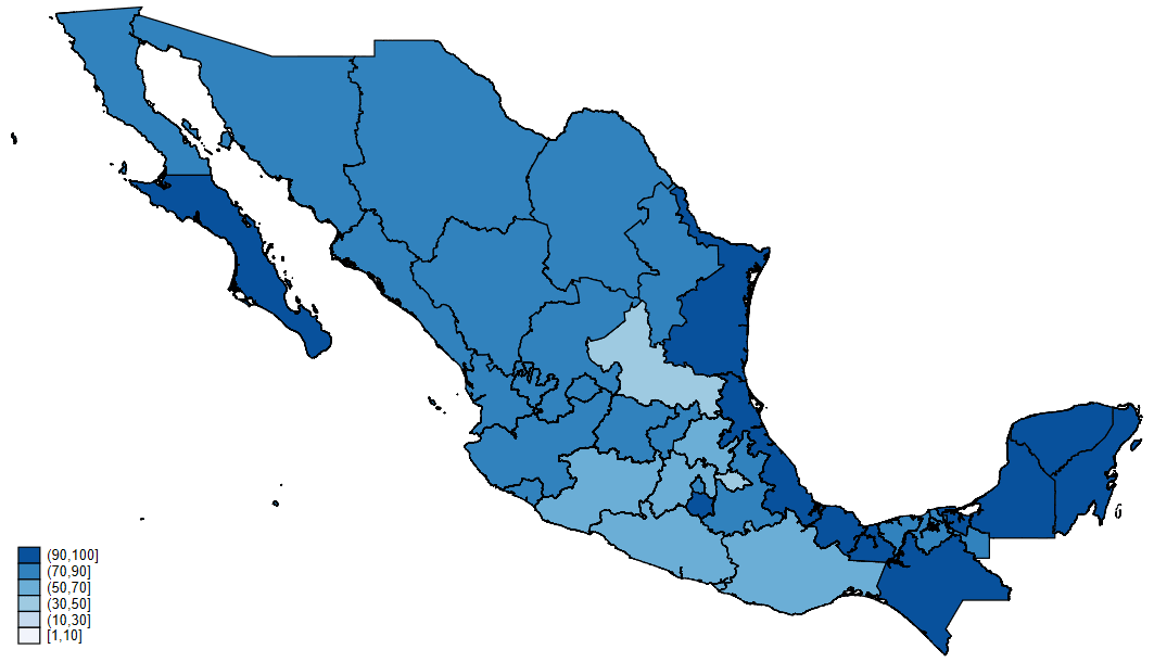 Das Sozialkapital in den mexikanischen Bundesstaaten im Januar 2004 und im Dezember 2016