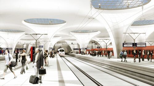 Mit Stuttgart21 wird der Versuch unternommen, einen alten Kopfbahnhof in einen futuristischen Fernbahnhof zu verhandeln. Momentan noch ohne Erfolg.